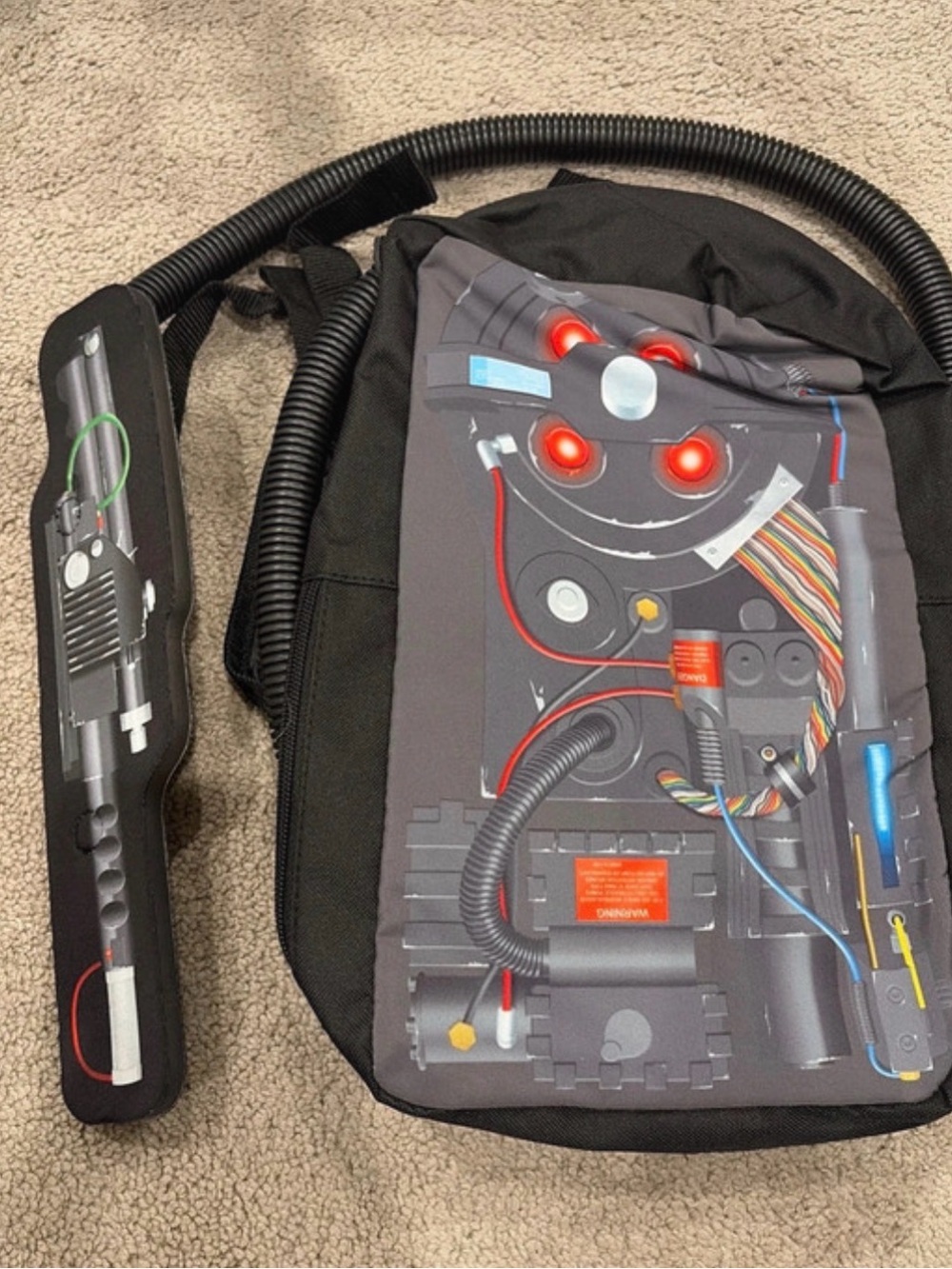 Black Ghostbuster Proton Pack Backpack with Wand